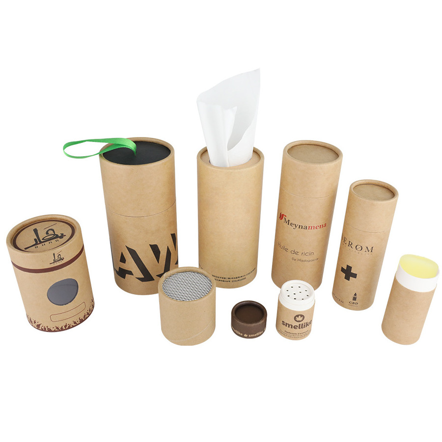 Custom round empty paper tube packaging candle Biodegradable kraft tissue candle window cylinder box