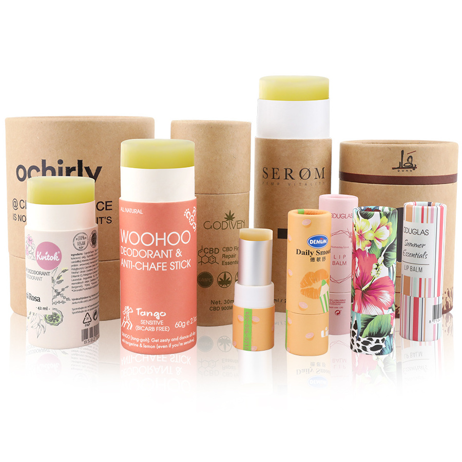 Kraft food grade cylinder craft containers shaker tube custom tea for brown deodorant tubes spices packaging paper can