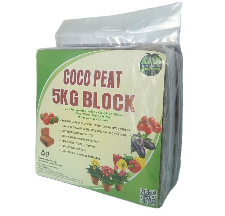 Sri Lanka Origin Exporter Selling Reliable Quality 100% Natural Greenhouse Hydroponic Horticulture 5 kg Cocopeat Blocks