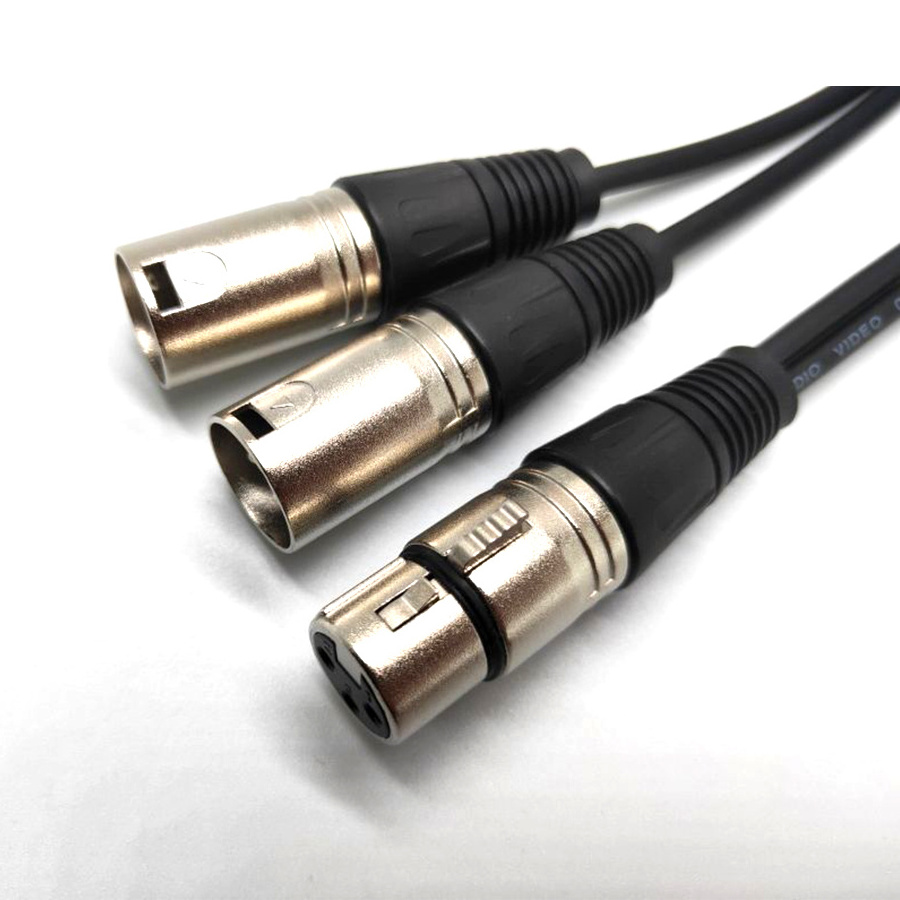 3pin 1*XLR Female to 2*XLR Male Audio Splitter Extension Cable for speaker microphone, mixer, amplifier