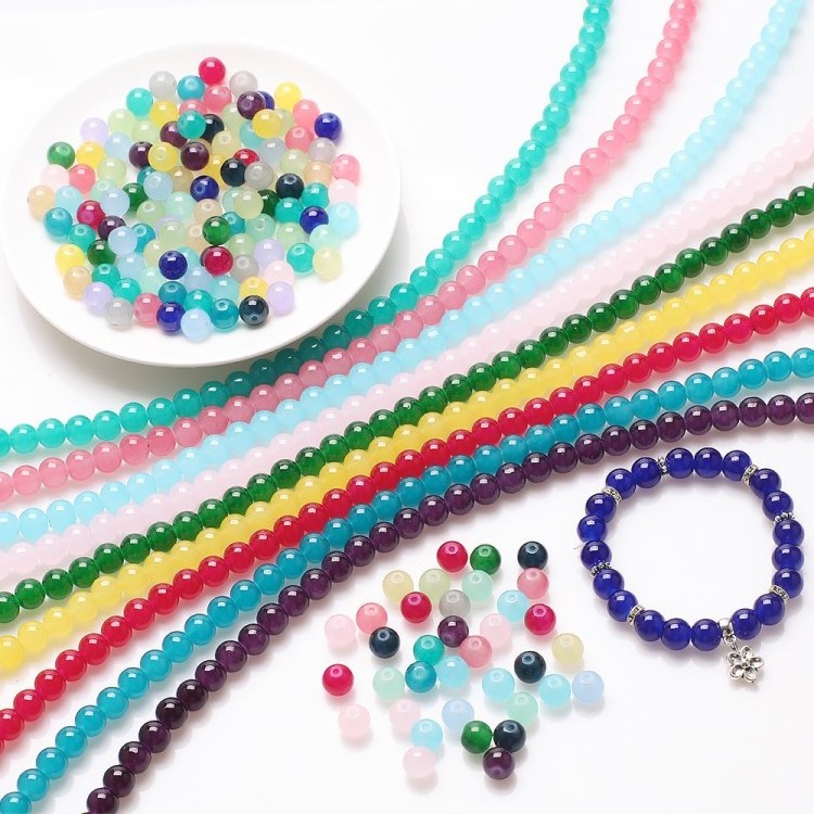 DIY Jewelry Accessories 8mm Round Smooth Loose Beads Jade Glass Beads For Jewelry Making