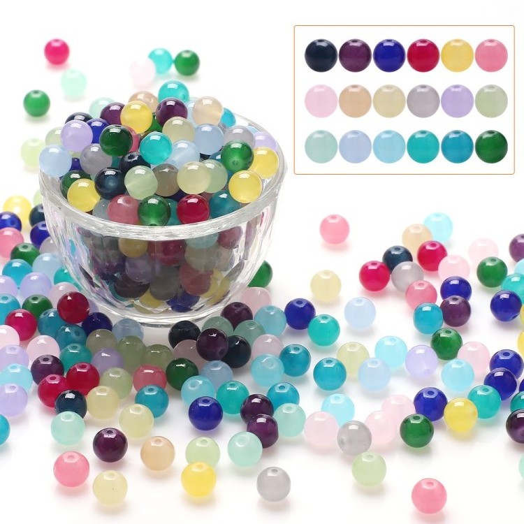 DIY Jewelry Accessories 8mm Round Smooth Loose Beads Jade Glass Beads For Jewelry Making