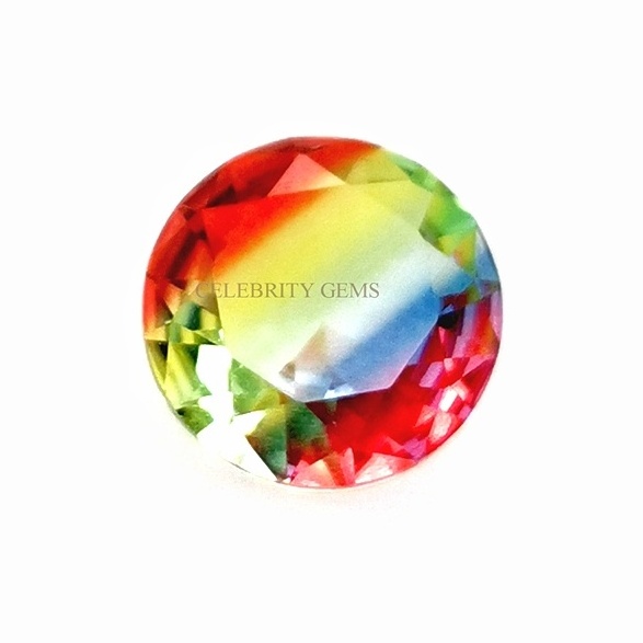 Popular rainbow gemstone Round Gemstones Multi Colors Synthetic Watermelon Tourmaline For Jewelry