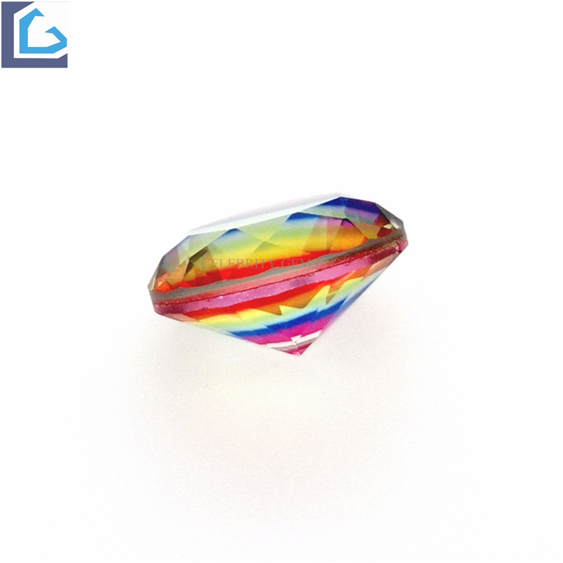 Popular rainbow gemstone Round Gemstones Multi Colors Synthetic Watermelon Tourmaline For Jewelry