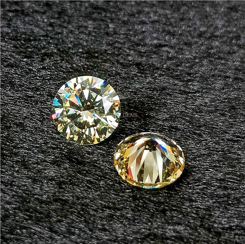 Synthetic Gold Yellow Fake Diamond Round Brilliant Cut Cubic Zirconia in Loose Gemstones