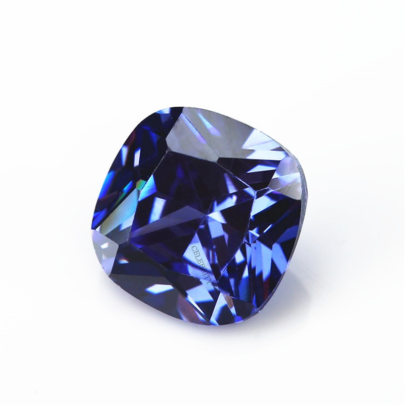 Hot sale cushion cut synthetic stones tanzanite cubic zirconia price for fashion jewelry