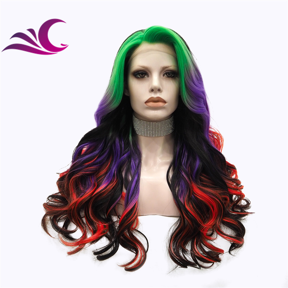 Celebrity multi color for halloween cosplay heat resistant japanese fiber lace front wig