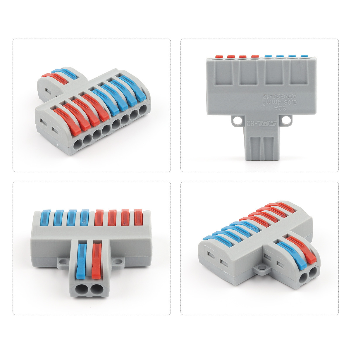 2 In 8 Out Lever Compact Wire Connectors Butt Terminal Block Splice Wiring Push-in Cable Connector Used for Online 28-12 AWG