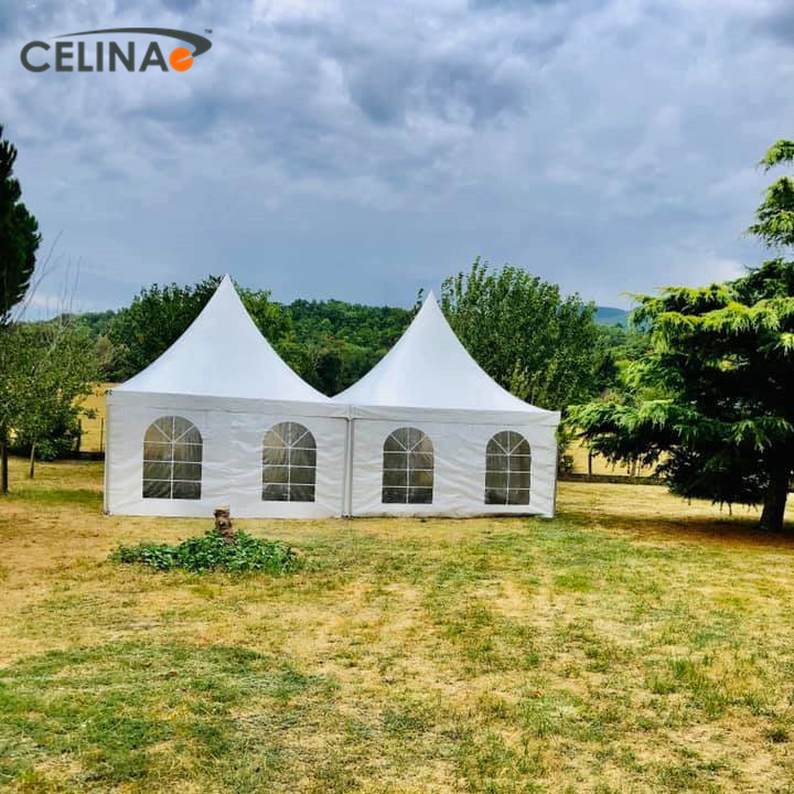 100% PVC white fabric ABS wall canopy  pagoda umbrella high quality waterproof 5x5 pagoda tent