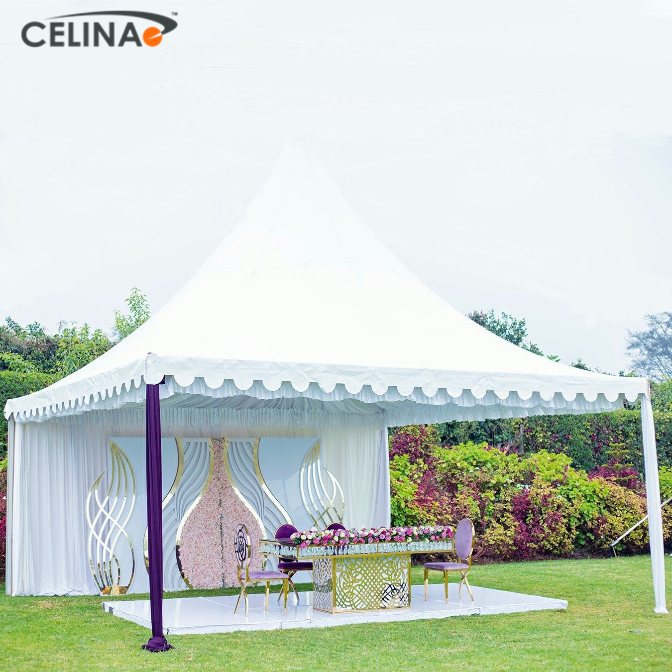 100% PVC white fabric ABS wall canopy  pagoda umbrella gazebo 6x6 pagoda tent