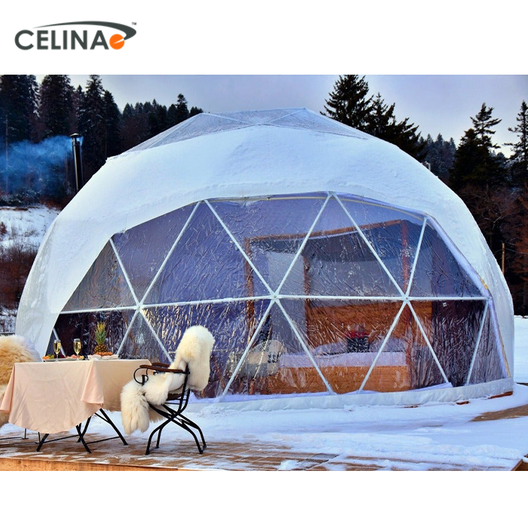 Outdoor Camping Hotel Resort Geodesic Dome Homes Tent Waterproof Pvc And Steel Housing Living Prefab Igloo Home