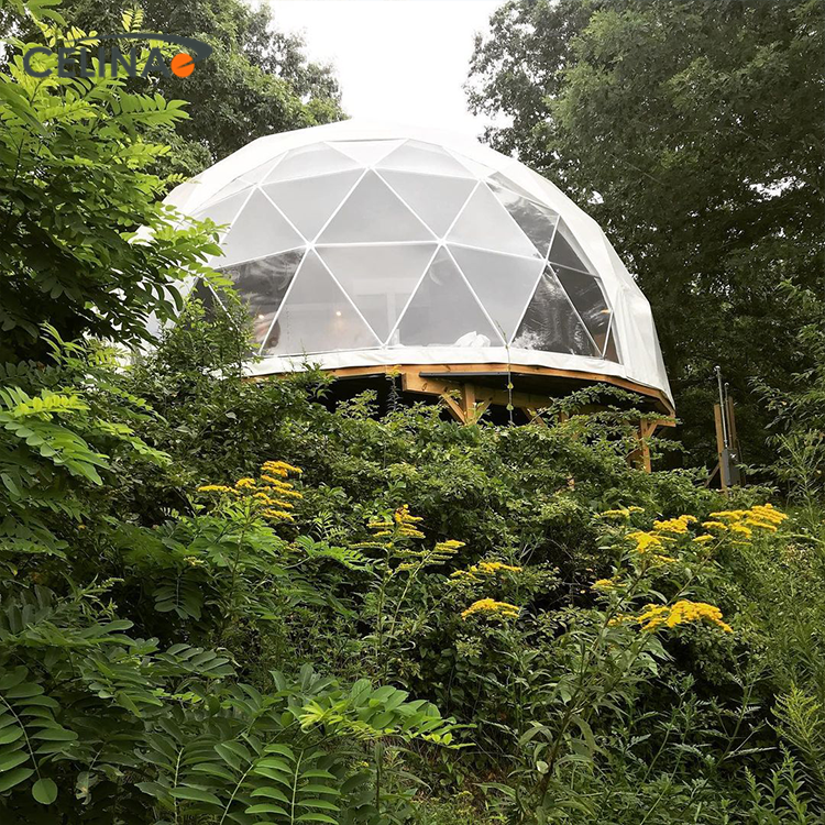 Outdoor Camping Hotel Resort Geodesic Dome Homes Tent Waterproof Pvc And Steel Housing Living Prefab Igloo Home