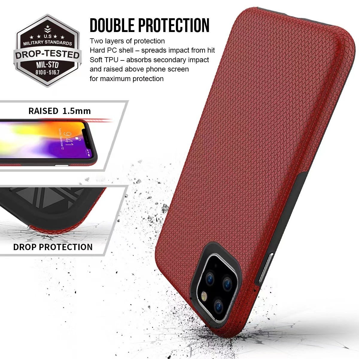 Triangle Rugged TPU+PC 2 IN 1 Mobile phone Protect Cover For Iphone 14 Pro Max 14 Plus Phone case