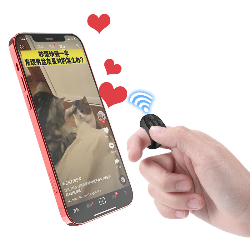 Hot Sell Bluetooth 5.3 Hand Ring Remote Control Selfie Page up for Cellphone Fingertip Artifact TIK TOK Wireless Remote Control