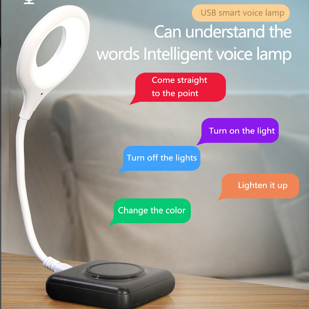 New Creative Smart Voice Command Control Eye Protection Reading Desk Led Night Lamp Usb intelligent Led Ring Lights