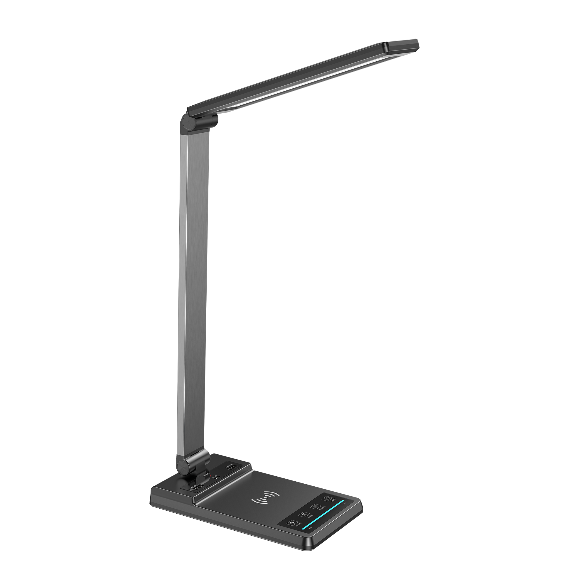 Eye-caring Led Table Lamp With Usb Dimming Led Desk Lamp With Fast Wireless Charger bedside charging Metal chargeable light