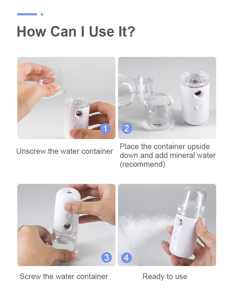 Portable Factory Handheld Mini Nano Mist Sprayer Household Rechargeable Care Steaming Facial Hydrating Automatic Water Sprayers