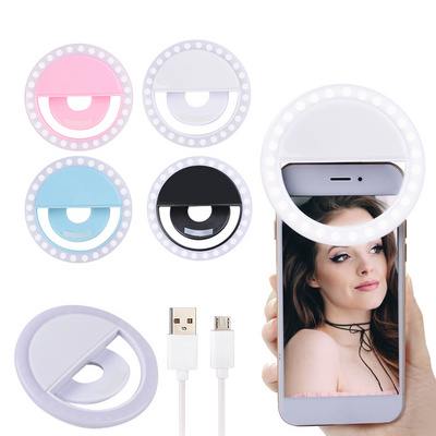 Selfie Light Ring Lights LED with 28 LED Cell Phone Laptop Camera Photography Video Lighting Clip On Rechargeable for Phone