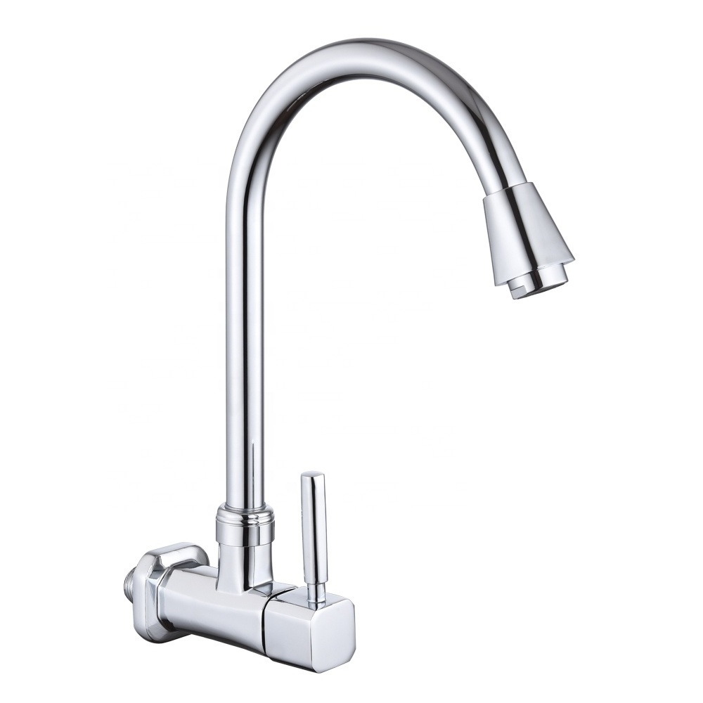 China Supplier Goose Neck Single Handle Wall Mount Kitchen Faucet For Farmhouse Sinks