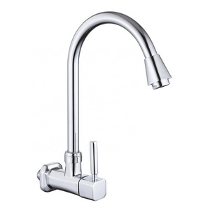 China Supplier Goose Neck Single Handle Wall Mount Kitchen Faucet For Farmhouse Sinks