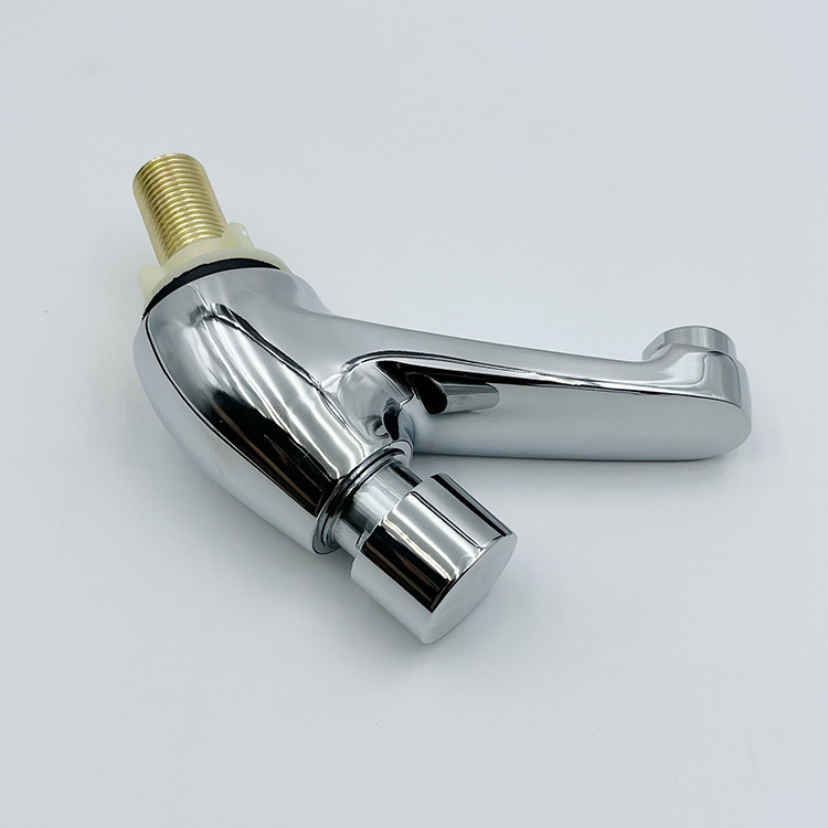 Public Kitchen Bathroom Chrome Plated Self Closing Water Saving Time Delay Faucet for Home or Outdoor