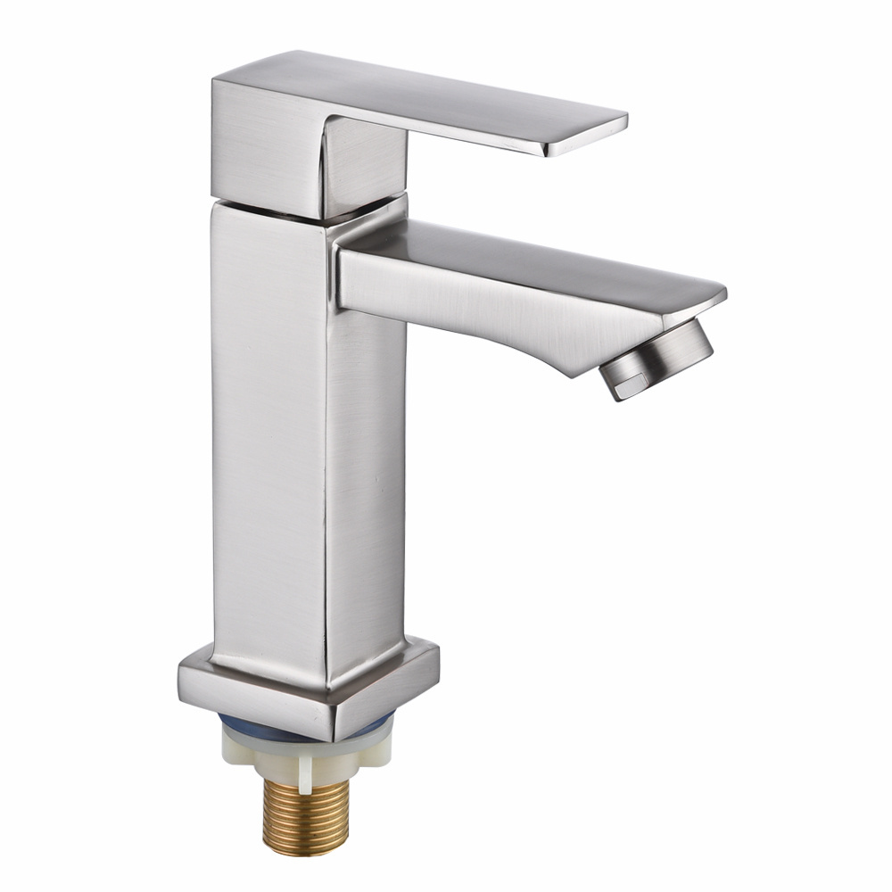 Manufacture Single Hole Single Handle Square Brushed Nickel Wash Basin Bathroom Taps Faucet