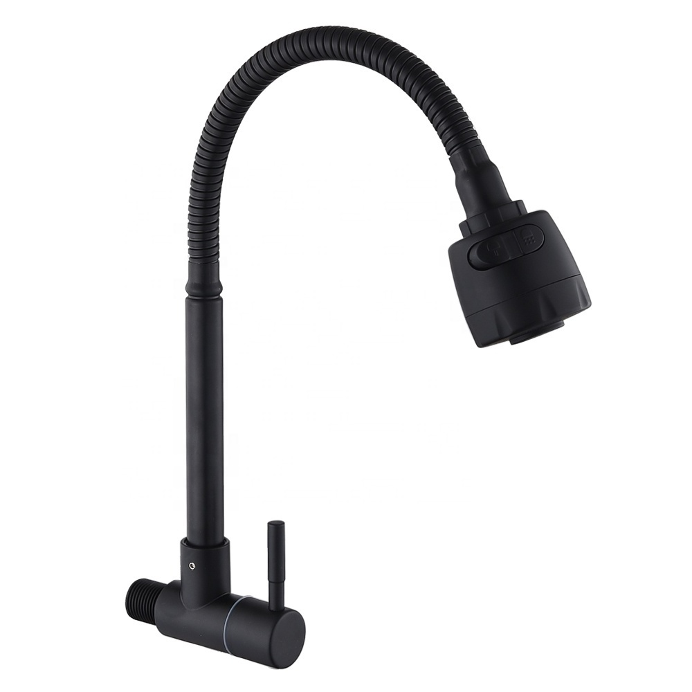 China Manufacture Pull Down Wall Mount Matt Black Stainless Steel Kitchen Faucet With Sprayer