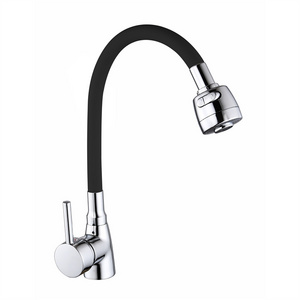 Custom Design Silicone Flexible Neck 360 Rotating Single Lever Black Kitchen Mixer Tap Kitchen Sink Faucet