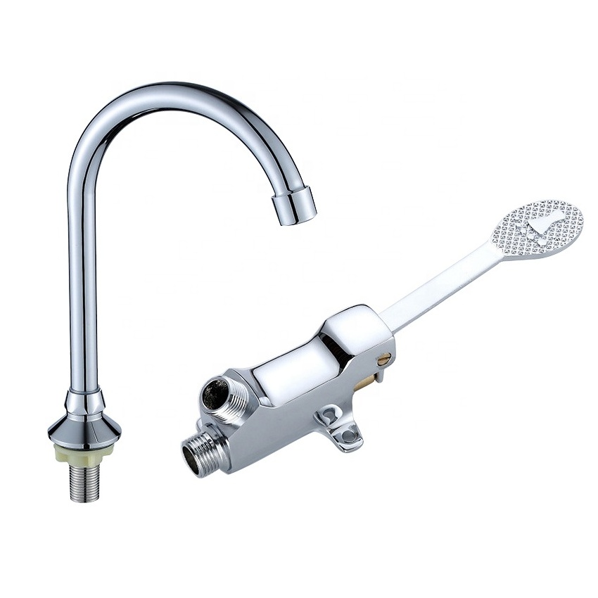 Public hospital usage foot brass pedal faucet valve Grifo Torneira Foot Operated basin faucet