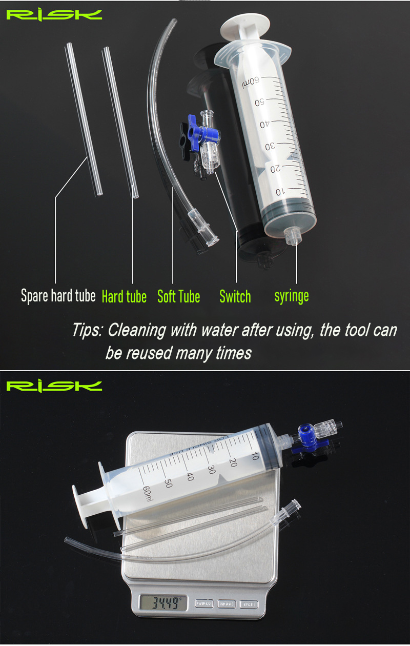 RISK Cycling Bike Bicycle Tubeless Tyre Sealant Injector Injection Tool Syringe Schrader Presta Valve Core Removal Tool