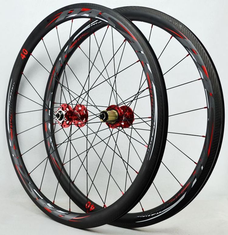 700C Road bicycle Disc Brake wheelset,40mm clincher Cycle Cross bike carbon wheel,UD/3K carbon rim gravel wheel 24hole 9mm QR