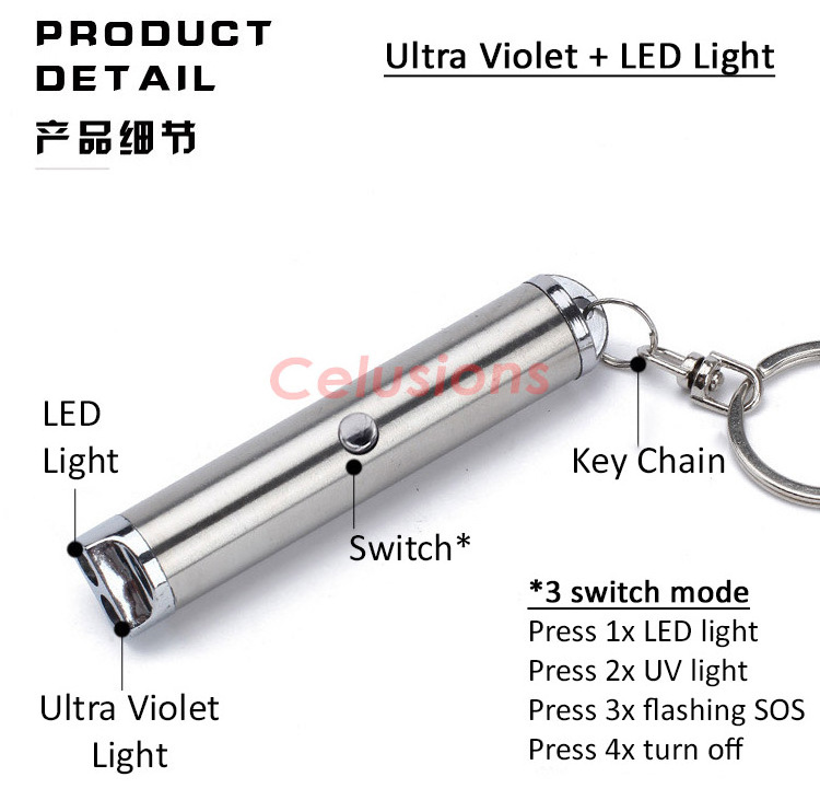 Hot Selling Bulk Price Presentation Function LED Violet Color Laser Light Pointer HJ-803 UV+LED with 3 switch mode