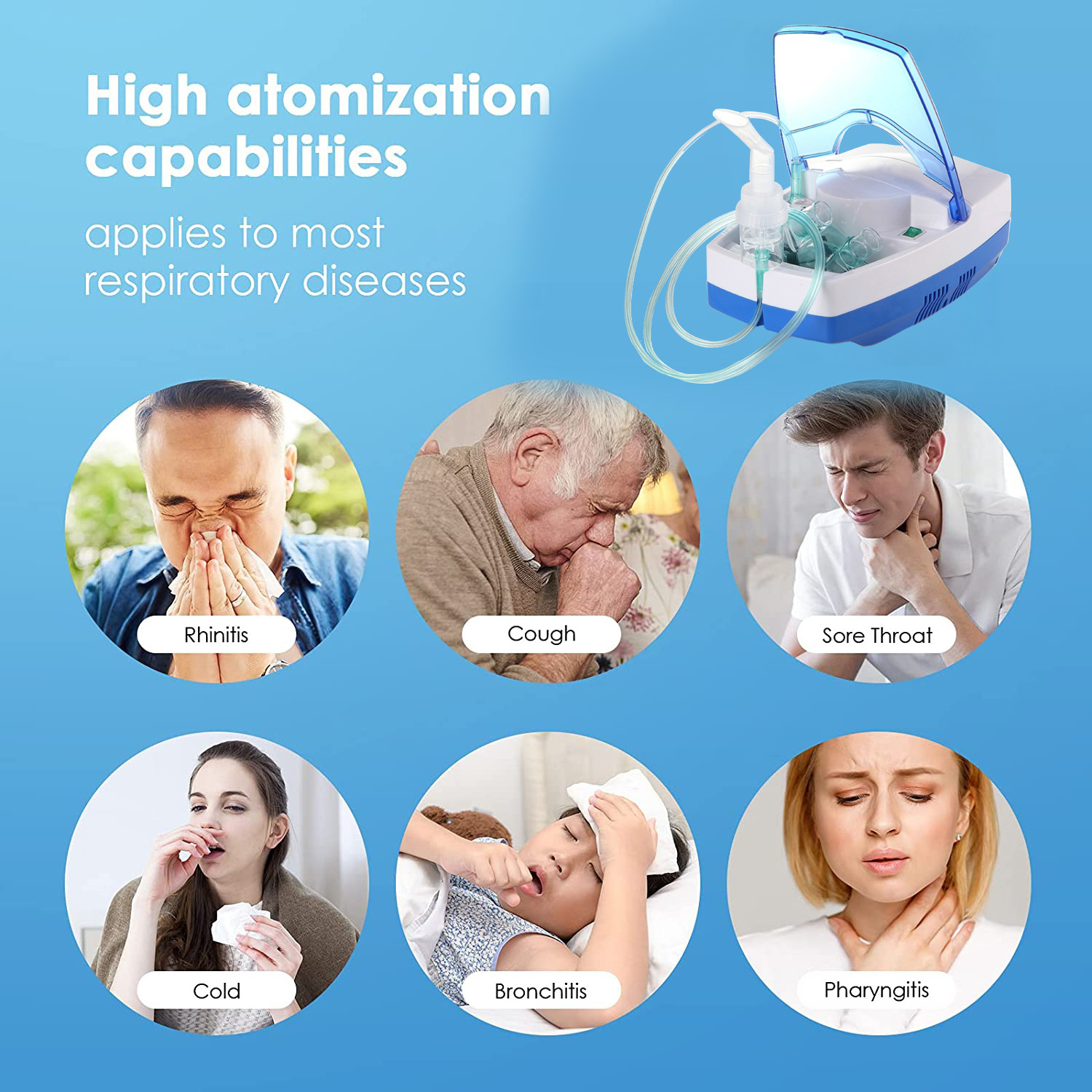 Factory Custom New Easy Use Medical Pediatric Spacer Inhaler Compressor Mesh Nebulizer Machine