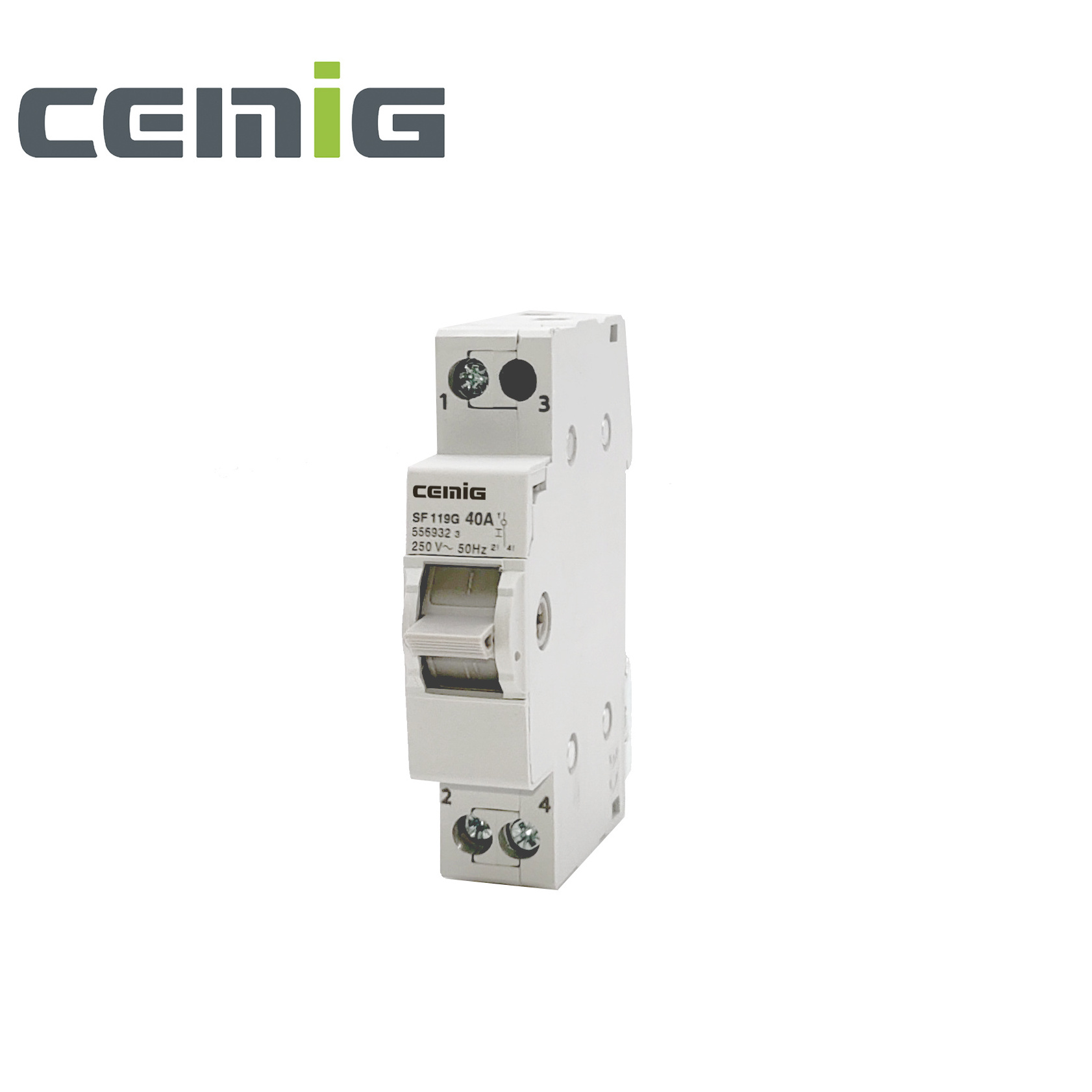 CEMIG High Quality Changeover Switch 2P 63A 230/400VAC Modular Dual Power Manual Transfer Isolator Switch Din Rail Installation