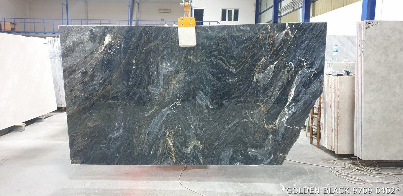 2023 Nero Portoro Polished Honed Leather Marble 2cm Slabs Made in Turkey Black Marble Slabs Stone for Wall and Floor Tiles