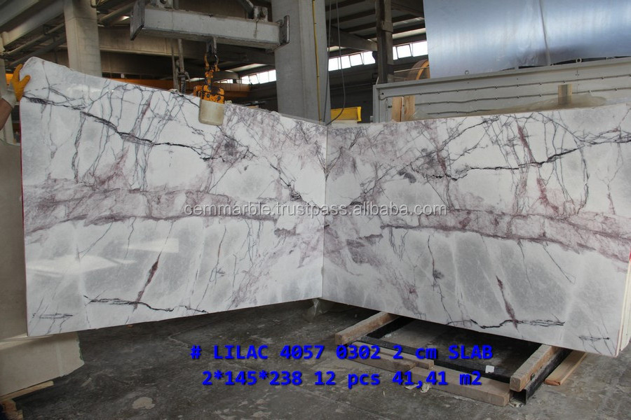 2023 Bookmatch Lilac Polished Marble Slab 2cm Thick Reasonable Price Made in Turkey CEM-SLB-56 White Marble For Wall Flooring