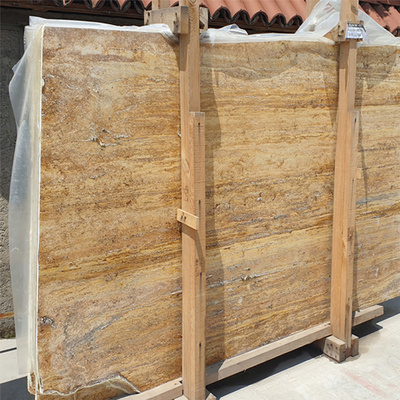 Turkey Tuscany Gold Yellow Travertine Vein Cut Slabs Indoor Outdoor Stone Wall Floor Vein Cut Yellow Beige Travertine Tiles