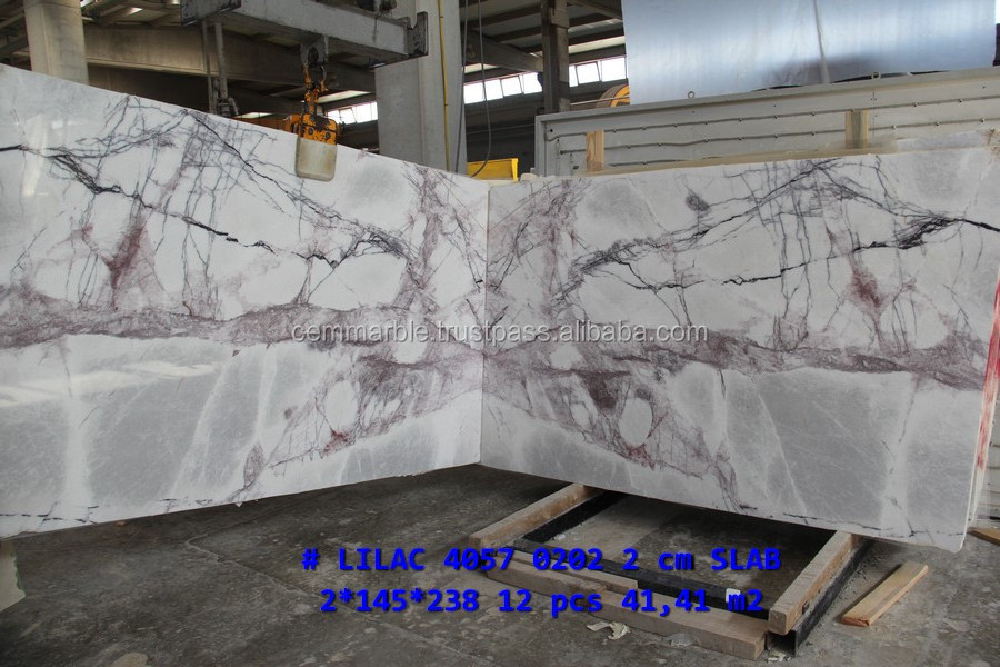 2023 Bookmatch Lilac Polished Marble Slab 2cm Thick Reasonable Price Made in Turkey CEM-SLB-56 White Marble For Wall Flooring