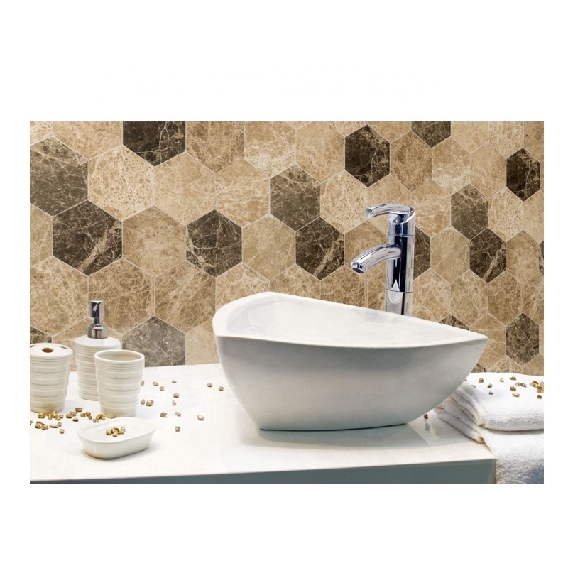 2023 Botticino Beige Marble Natural Stone Hexagonal Botticino Beige Marble Cream Marble Mosaics CEM-Hexagon Tiles Mosaics Models