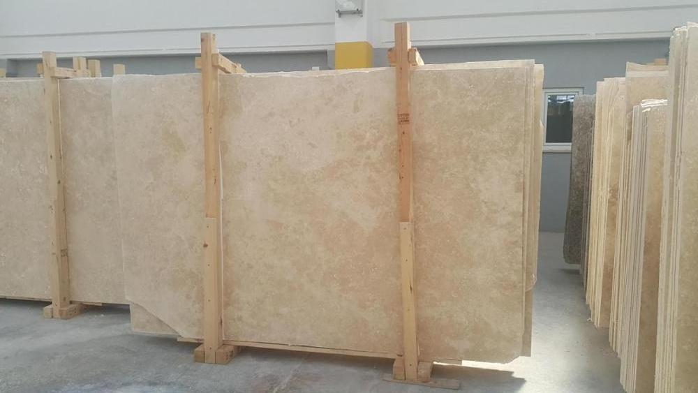 2023 Ivory Beige Travertine Natural Stone Slab Cross Cut Made in Turkey CEM-SLB-01-01 Premium Quality Cut to size  Wholesale