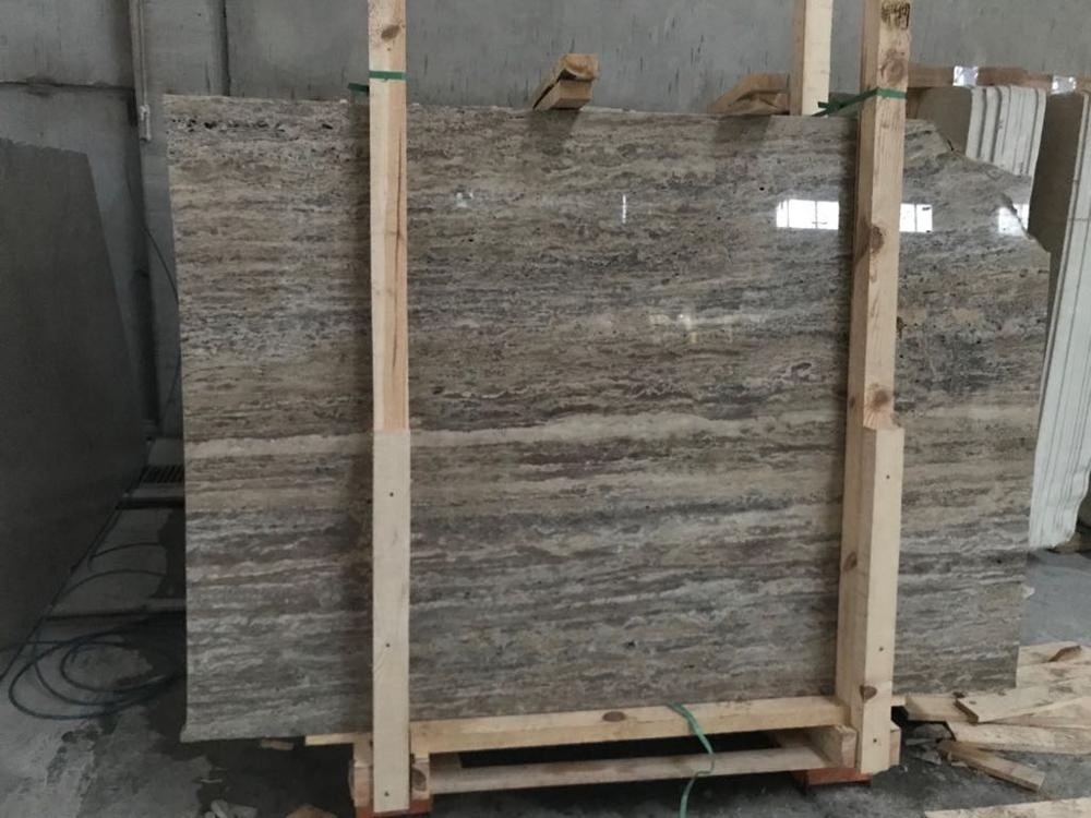 2023 Silver Travertine Slab Vein Cut Made in Turkey CEM-SLB-06-02 Luxury Villa Home Decoration Inside Outside Projects Stones