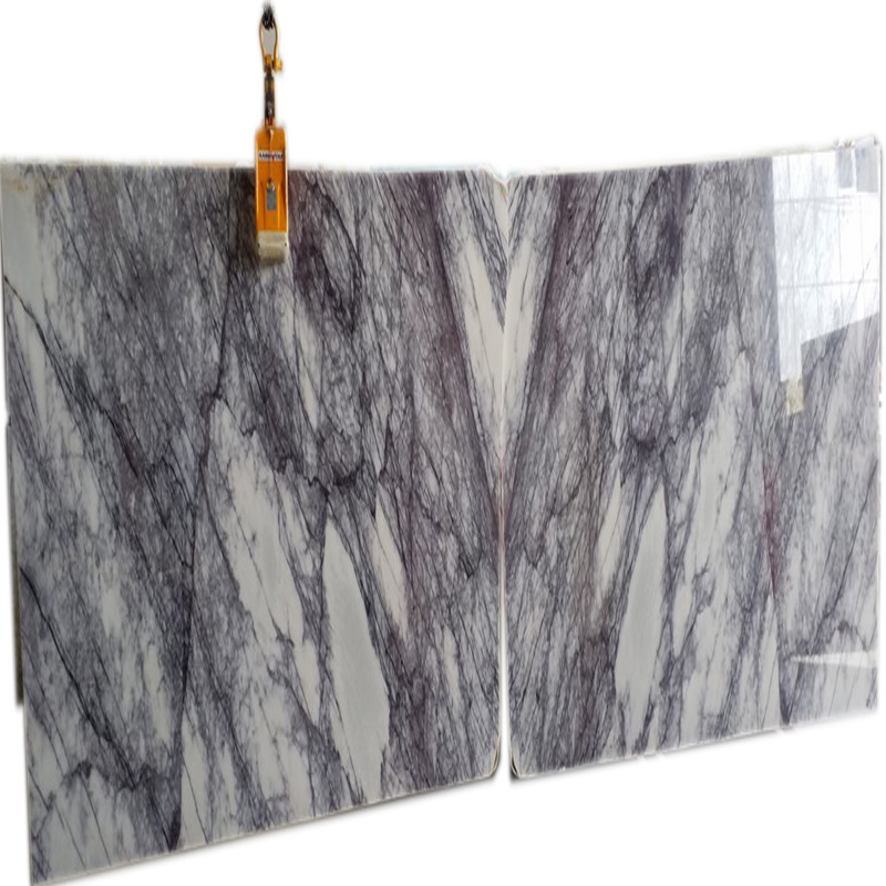 2023 Bookmatch Lilac Polished Marble Slab 2cm Thick Reasonable Price Made in Turkey CEM-SLB-56 White Marble For Wall Flooring