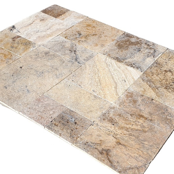 Natural stones decorative Good Quality Tuscany Scabas Travertine French Pattern Set Tumbled Made in Turkey CEM-FPT-08