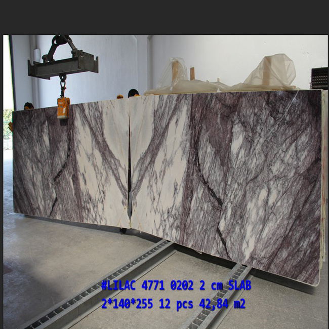 2023 Bookmatch Lilac Polished Marble Slab 2cm Thick Reasonable Price Made in Turkey CEM-SLB-56 White Marble For Wall Flooring