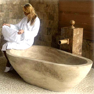 Custom Sizes Natural Stone Marble Bathroom Free Standing Bathtub Marble and Travertine Bathtubs and Sinks Made in Turkey