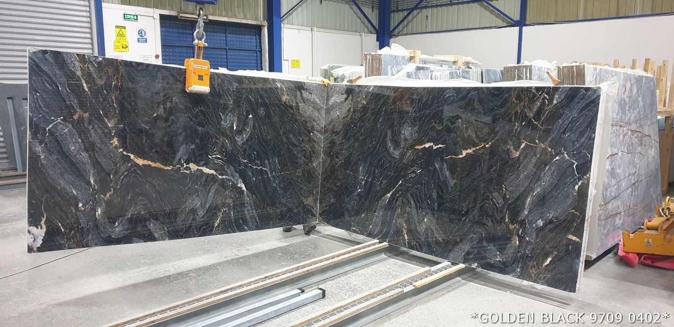 2023 Nero Portoro Polished Honed Leather Marble 2cm Slabs Made in Turkey Black Marble Slabs Stone for Wall and Floor Tiles