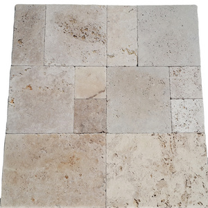 2023 Antique Travertine Tumbled Pathway Paving Stone French Pattern Set Made in Turkey CEM-FPT %100 Natural Stone Mix Colours