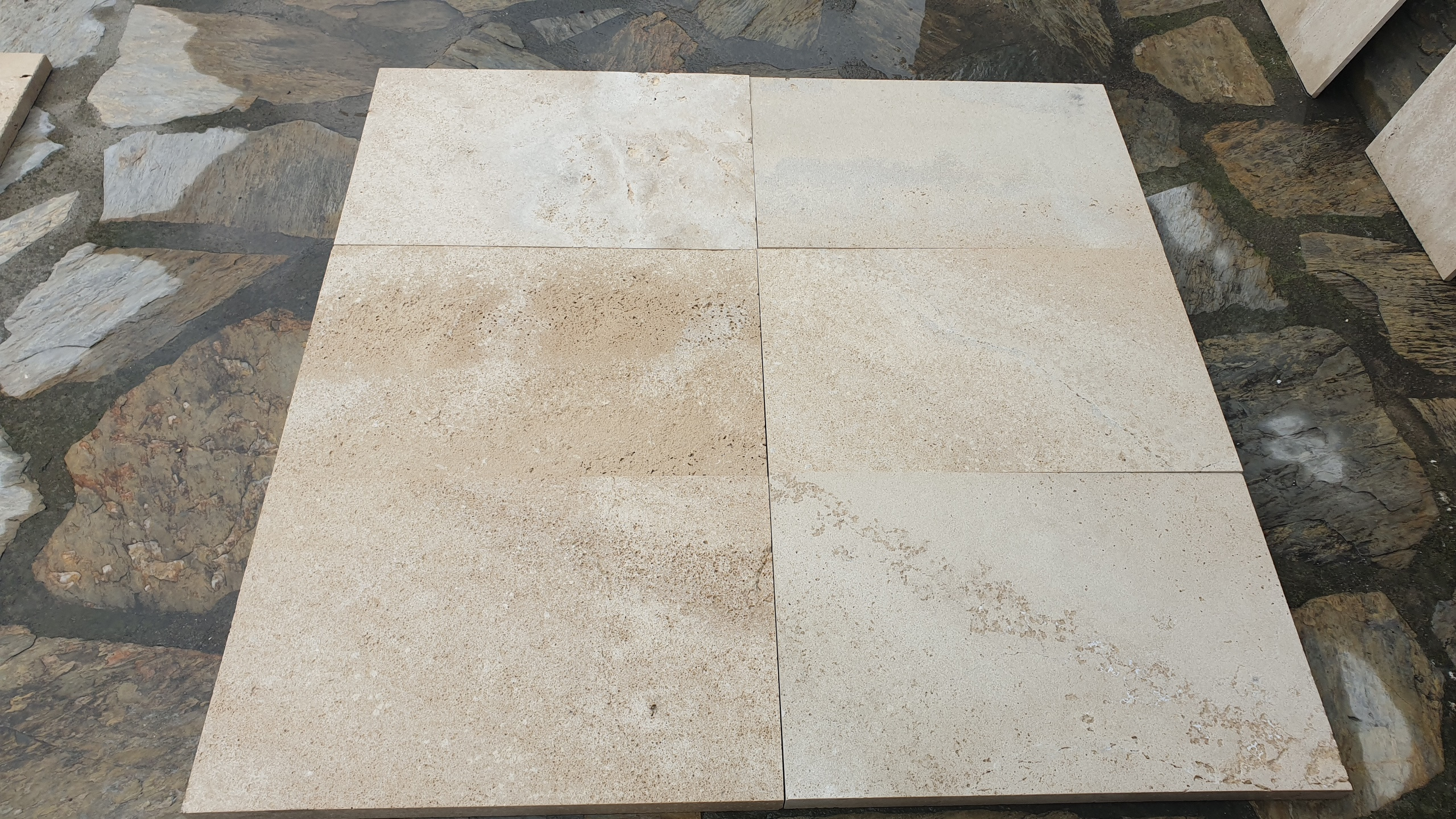 2024 Tralles Travertine French Pattern Set Non-slip Sandblasted Pavers Made in Turkey Outdoor Floors and Driveway Pavers