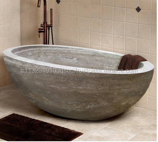 Custom Sizes Natural Stone Marble Bathroom Free Standing Bathtub Marble and Travertine Bathtubs and Sinks Made in Turkey