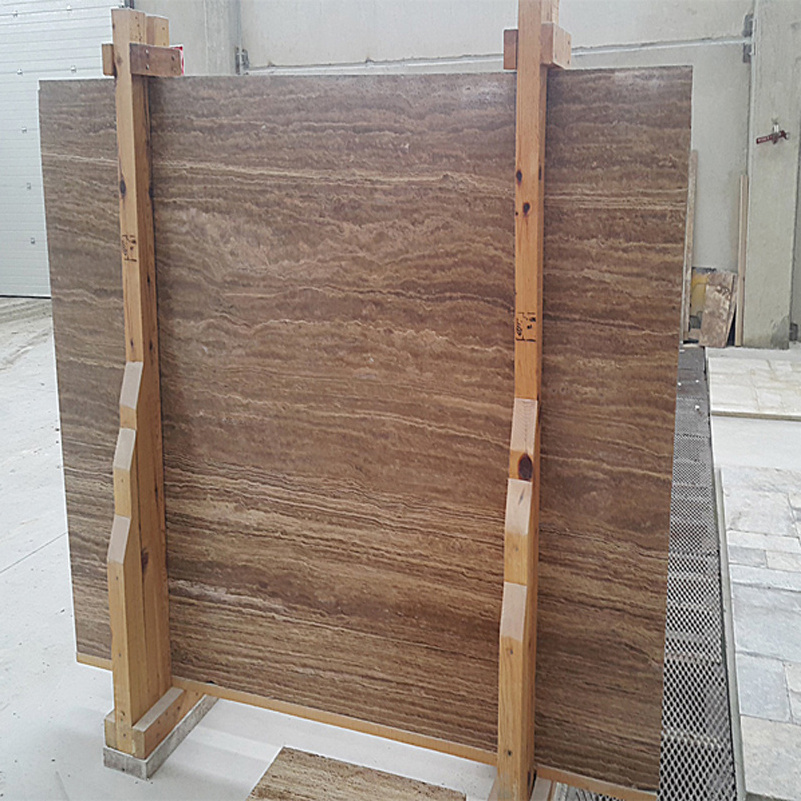 2023 Brown Travertine Vein Cut Slabs Matt Natural Brown Travertine Coffee Brown Wooden Noche Vein Cut Slabs For Wall Tiles Floor